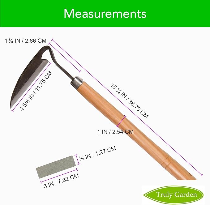 Effortless Weeding: Sharp Sickle Cuts Roots, Saves Time - with Thick Leather Sheath & Sharpening Stone