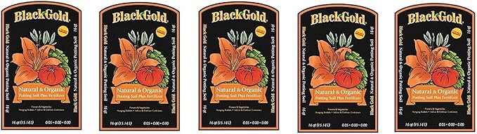 Black Gold 16-Quart All Organic Potting Soil, 5 Pack
