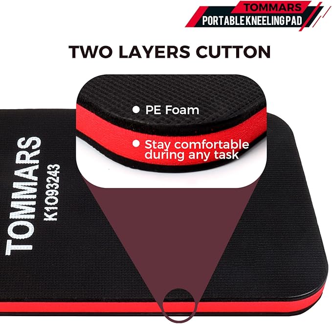 TOMMARS 0.9" Thick Kneeling Pad, Comfortable Foam Knee Pads Cushion Mat for Gardening, Yardwork, Workshop Repairing