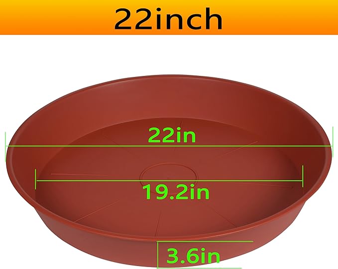 2 Pack of 20 22 inch Plant Saucer (19.1 inch Base), 3.6" Depth Tray, Large Deep Heavy Duty Saucers for Pots, Garden Bird Bath Bowl, Plant Trays for Indoors Outdoor (21", Terracotta)