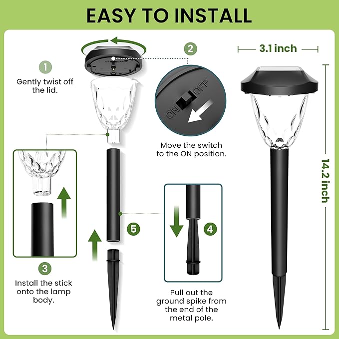 Solar Outdoor Lights Waterproof,Solar Pathway Lights Outdoor with Great Pattern, Auto On/Off Garden Decor for Outside Garden Walkway Driveway Pathway(16 Pack)