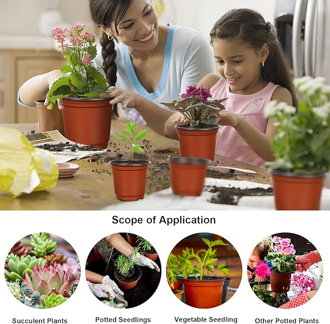 Augshy Nursery Pot, 75 Pcs 4", 5", 6" Plastic Plant Nursery Seed Starting Pots for Indoor Outdoor Succulent Seedling Cutting Transplanting