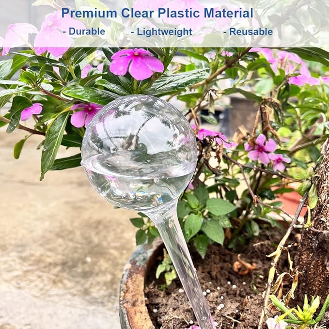 Plant Automatic Watering Devices, Clear Plastic Self-Watering Bulbs Flower Automatic Watering Device While Away Garden Waterer for Plant Indoor Outdoor