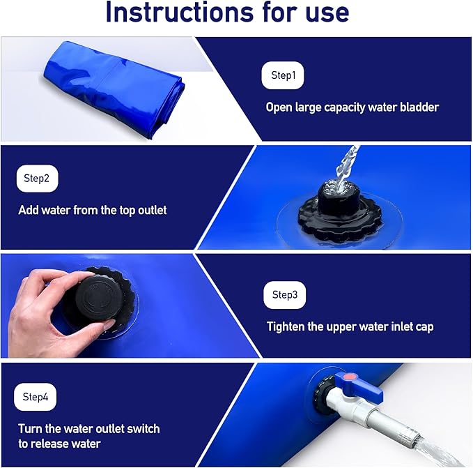 500Gal Portable Water Storage Bladder, Foldable Large Capacity Container Water Tank, Agricultural Irrigation, Camping, Firefighting, Outdoor Household Water