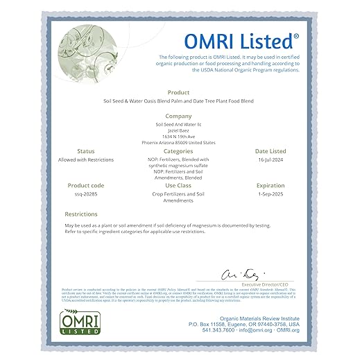 Soil Seed & Water Oasis Blend Concentrated Organic Soil Amendment Fertilizer for Palm & Date Trees