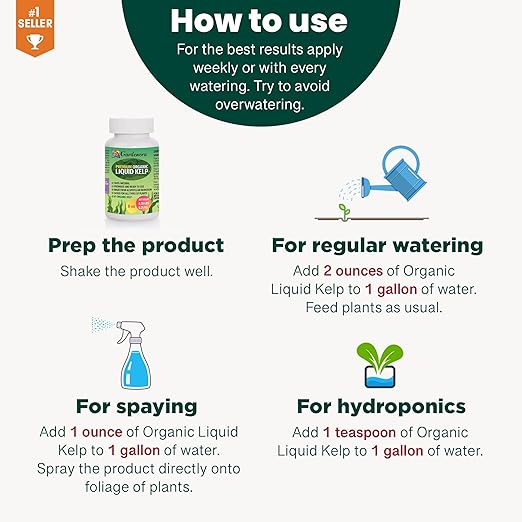 Organic Liquid Kelp Fertilizer - 1 Quart [32 oz] - Organic Plant Superfood for Gardening - Concentrated Kelp & Seaweed Extract for Gardens, Lawns, Plants & Soil