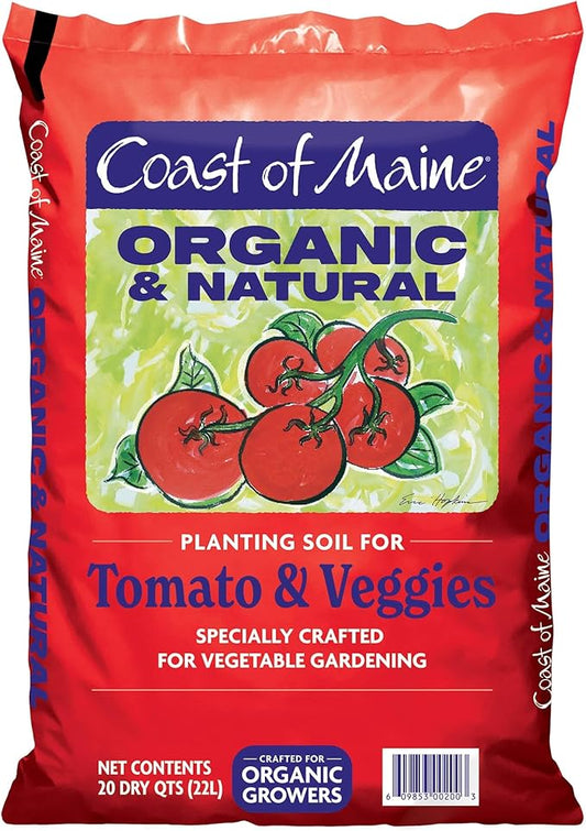 Coast of Maine Tomatoes and Veggies (20qt) Organic and Natural Planting Soil, Crafted for Vegetable Gardens and Organic Growers