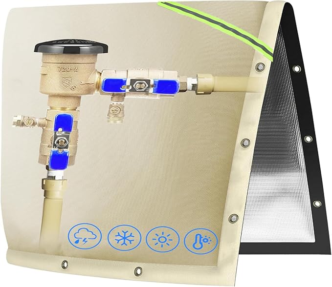 Opening Backflow Preventer Pipe Insulation Cover,Irrigation Sprinkler Valve Cover,Water Well Pump Cover,Sturdy 5 Layers Hydrant Cover for Winter Freeze Protection