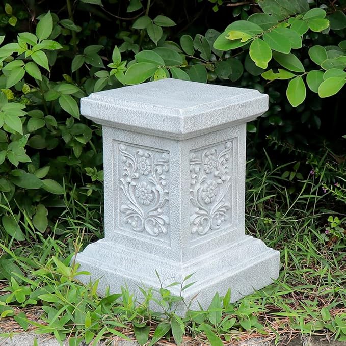 Classic Statuary Stand Garden Pedestal Sculpture Decor Plinth Base Riser, Outdoor or Indoor Resin Statuary Pedestal, 12.6"(H) x 9.5"(L) x 9.5"(W)