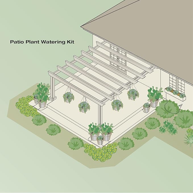 Rain Bird PATIOKIT Drip Irrigation Patio Watering Kit, Connects to Faucet, 1/4" Drip Tubing,Black