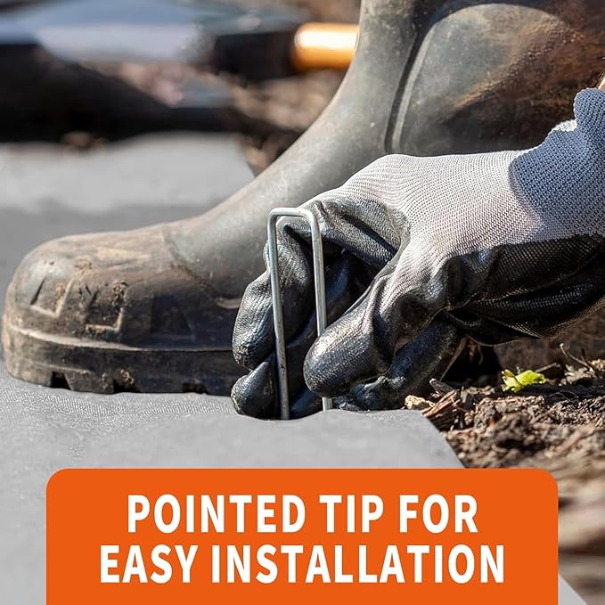 6 Inch Galvanized Landscape Staples - 100 Metal Garden Stakes for Gardening - 11 Gauge Anti-Rust Heavy-Duty Ground Sod Pins Yard Stakes for Weed Barrier Fabric Irrigation Tubing Hose