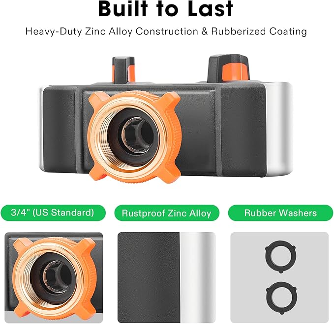 VIVOSUN Garden Hose Splitter 2 Way Heavy Duty, Upgraded Highly Durable Dual Water Hose Connector, Faucet Adapter with Comfortable Rubberized Grip for Drip Irrigation, Lawns