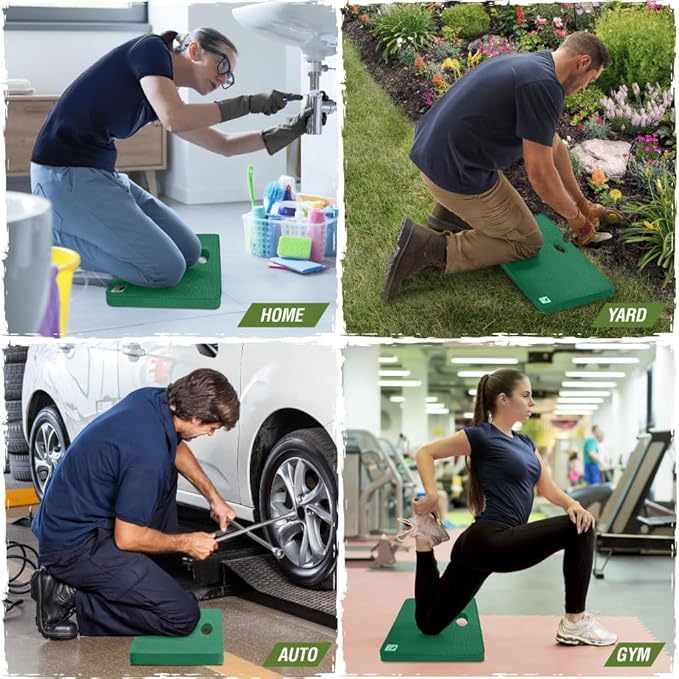 Rugged Rhino Soft Foam Kneeling Pad, Thick Knee Mat Resists Water, Durable Shock Absorbent Pads, Comfortable Strong Rebound, Gardening, Mechanic Tools, Bath Tub Essentials Pine Green