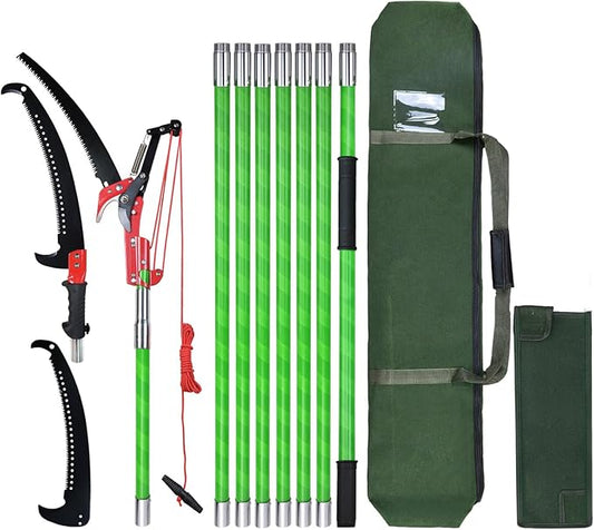 Scalebeard 26FT Pole Saws for Tree Trimming, Lightweight & Sturdy Tree Pruner with Thickened Saw Blade and Scissors for High Branches Trimming, Extendable Tree Trimmer for Pruning Palms and Shrubs