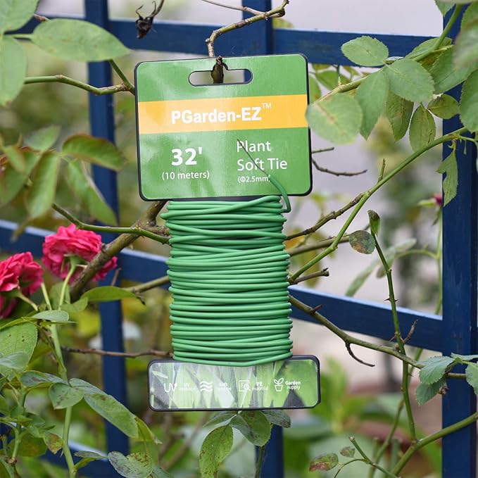 Plant Ties - 32.8ft Soft Twist Ties Green TPR Garden Ties Supply, for Supporting Plants Tomatoes Office Home Organizing