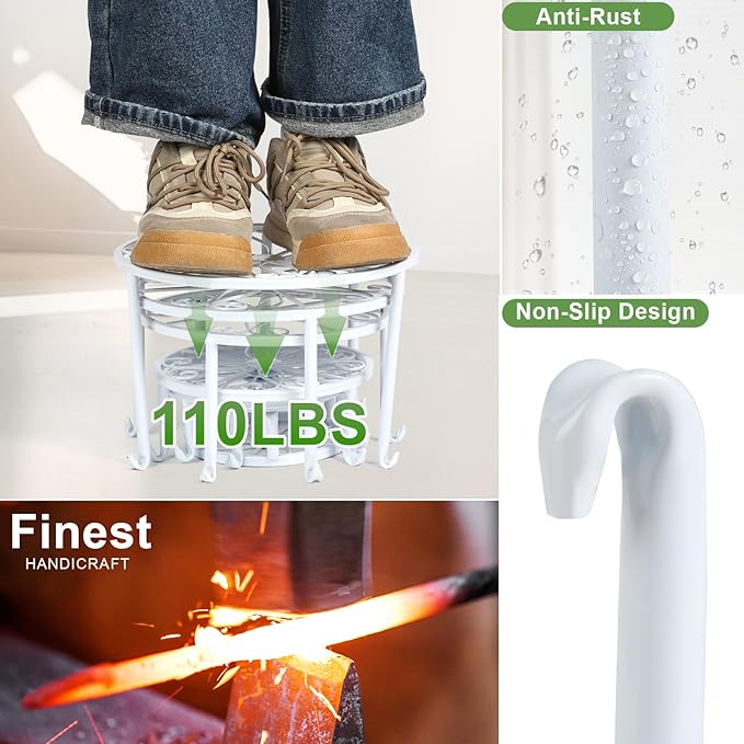 ZUIYIN 7 Pack Metal Plant Stands for Outdoor Indoor, Anti-Rust Iron Flower Pot Stands Outdoor Plants Stands, Indoor Floor Plant Holder Heavy Duty Plant Shelf for Patio, Plant Lover Gifts(White)