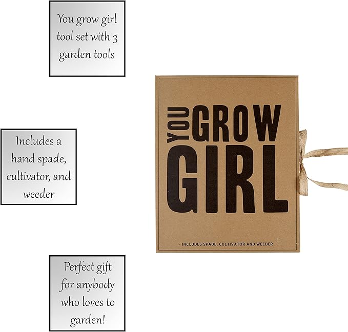 Santa Barbara Design Studio Garden Tools Pure Design Cardboard Book Gardening Essentials Gift Set, 3-Pieces, You Grow Girl Set