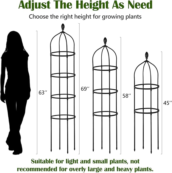 Garden Obelisk Trellis for Climbing Plants Outdoor 6 Ft Rose Bush Round Trellis with Grow Bag for Pots Rustproof Metal Plant Flower Trellises for Clematis Vine Jasmine Support Outdoor Indoor