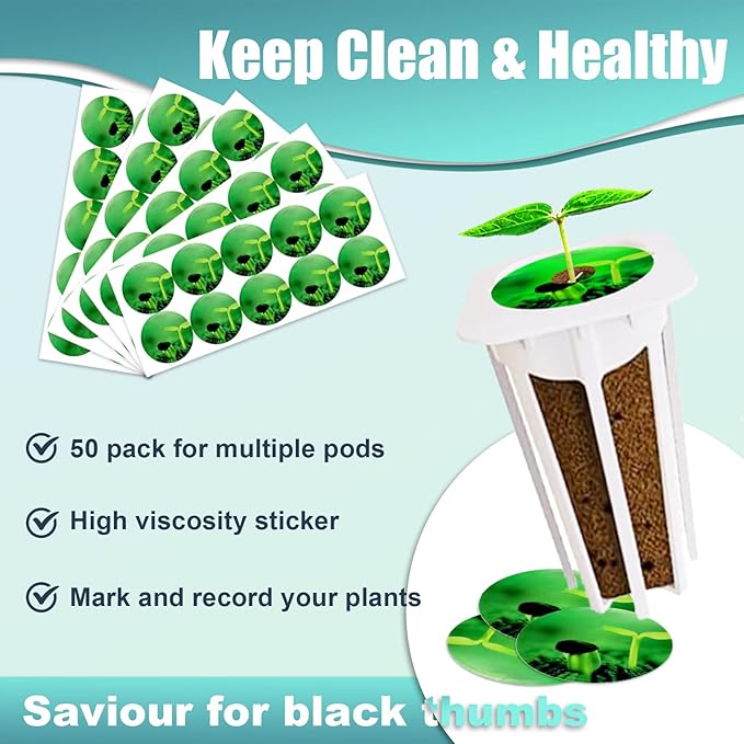 100pcs Square Pods for Hydroponics Growing System, 50pcs Square Grow Sponges with 50pcs Pods Labels, Supplies Replacement, Compatible with IDOO, QYO, LYKO (Square)