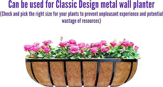 Maxona 24 inch 2 Pack Trough Rectangular Coco Liner for Window Box Planter: Thick Coconut Coir to Support The Soil Replacement for Wall Hanging Basket, Rectangle Pre-Formed Fiber Husk, Garden Fence