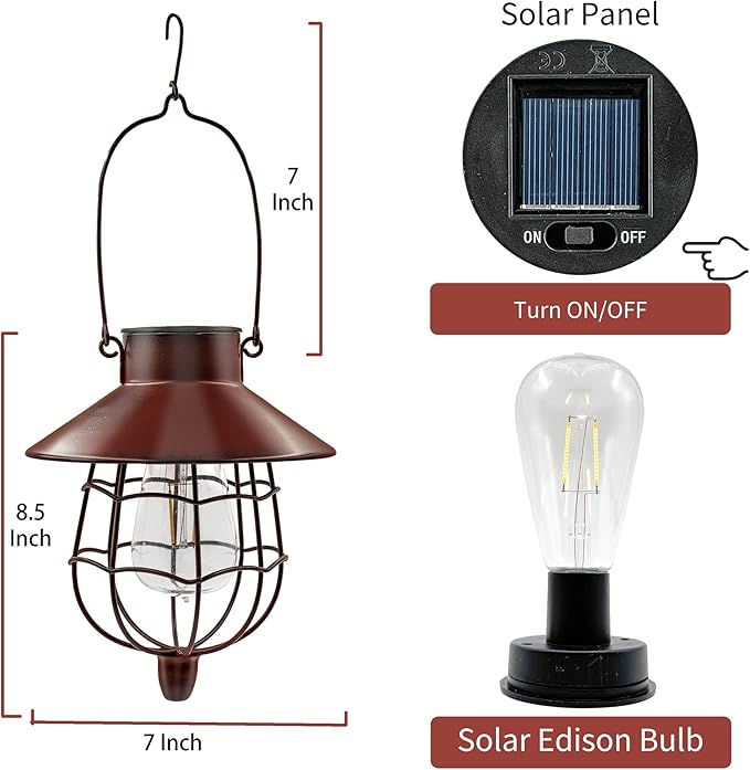 Solar Hanging Lantern Outdoor Waterproof Solar Lanterns Hanging Lights for Outside with Bright Warm White Light for Garden Patio Yard Pathway 2 Pack(Red)