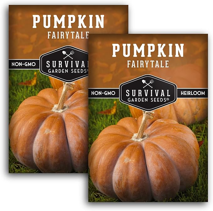 Survival Garden Seeds - Fairy Tale Pumpkin Seed for Planting - 2 Packs with Instructions to Plant and Grow Pumpkins in Your Home Vegetable Garden - Non-GMO Heirloom Variety