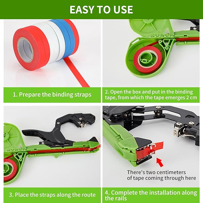 Upgraded Plant Tying Machine, Garden Tape Tool with 16 Rolls Tapes and 1 Box of Staple, Lightweight Plant Tape Gun Tying Tape Tool to Tie Up Vine Tomatoes Grapes Vegetables Garden (Green)