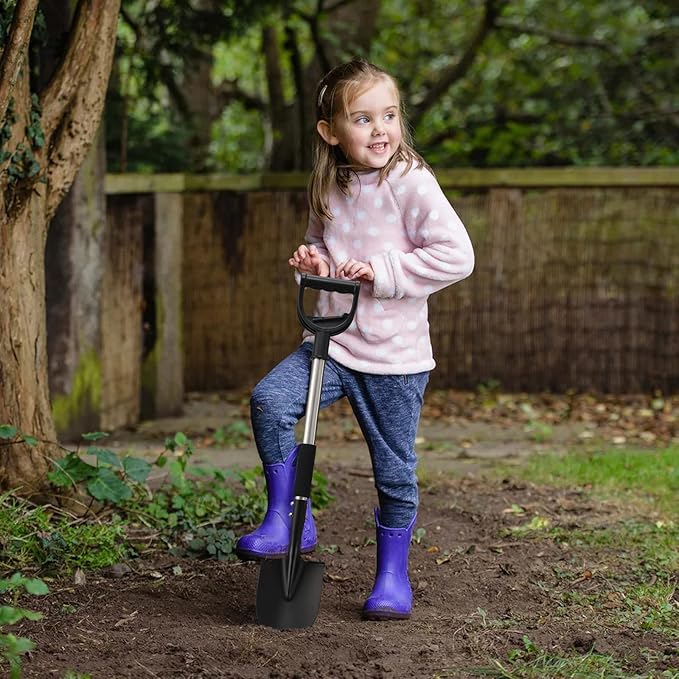 Shovels for Digging,31 inch Long & 1-1/4inch Diameter with Curved D -Shaped Handle Heavy Duty Car Shovel, Suitable for Excavation Camping Car Gardening.