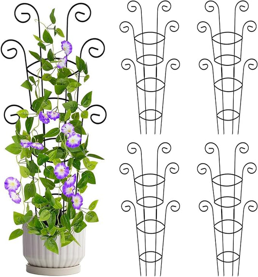 4 Pack 30 Inch Tall Metal Plant Trellis for Climbing Plants Indoor - Rustproof Garden Trellis for Potted Houseplants, Sturdy Support for Ivy, Pothos, Monstera, Hoya & Flower Vines