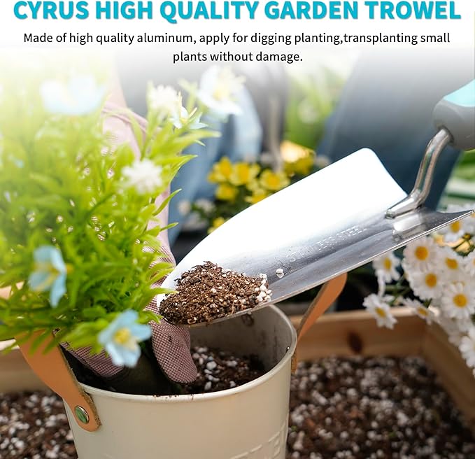 Garden Tools Set for Gardening- 3Pcs Hand Tools Stainless Steel Garden Tool Included Trowel Transplanting Shovel for Digging for Men and Women - CYRUS