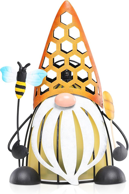 MUMTOP Solar Lights Outdoor Decorative Funny Gnome Waterproof Solar Powered LED Lights Metal Yard Art Decorations for Patio Garden Outside Lawn Backyard Balcony Decor