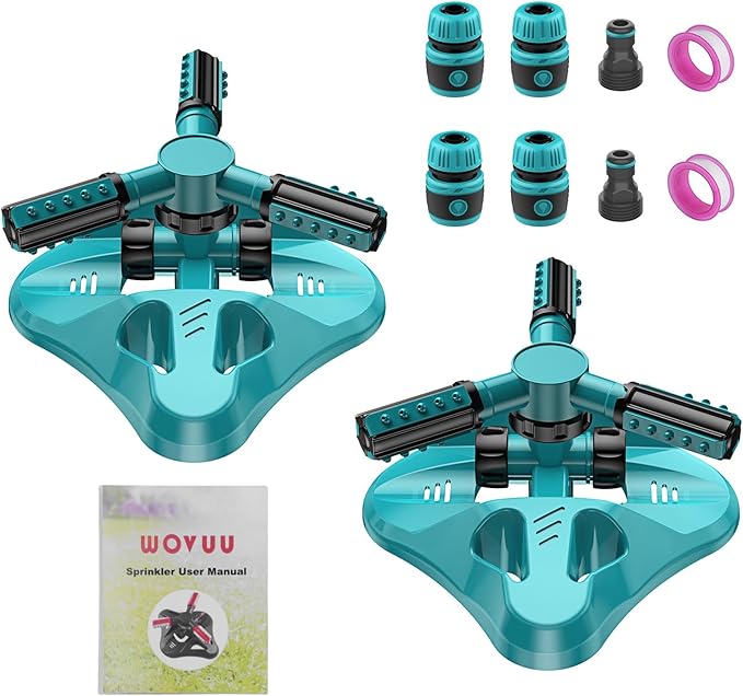 Lawn Sprinkler,Upgrade Garden Sprinkler Automatic 360 Degree Rotating Irrigation Grass Water Sprinkler System, Garden Hose Sprinkler for Yard/Built in 36 Units-2Pack(Blue)