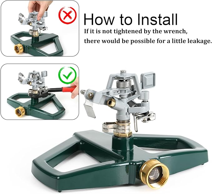 STYDDI Sprinklers for Yard, Metal Impact Sprinkler with Metal Base, Heavy Duty Adjustable Circular Impulse Lawn Sprinkler for Medium to Large Lawn, Yard and Areas, Water Coverage up to 5,800 Sq. Ft