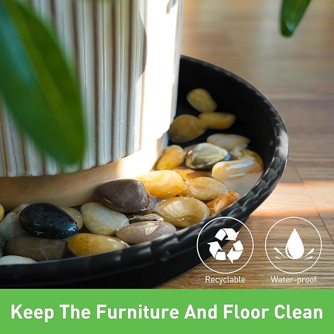 18 Pack of 12 inch & 10 inch & 8 inch Plant Saucers, Durable Plant Trays for Indoors Outdoors, Black Plastic Flower Plant Pot Saucer, Made of Thicker, Stronger Plastic, with Taller Design (8"+10"+12")