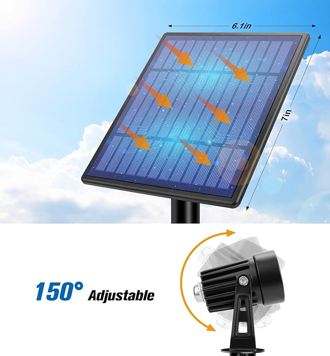 APONUO Metal Solar Spot Lights Outdoor with 9.8ft Cable Solar Powered Landscape Lighting Low Voltage IP65 Waterproof Auto On/Off for Outside Garden Yard Landscape Pathway Garage-Multicolor(2-in-1)