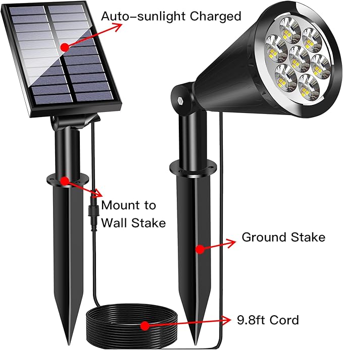 Solar Spot Light Outdoor, Waterproof Solar LED Landscape Lights Dusk to Dawn, 2-in-1 Solar Spotlight Solar Powered Accent Lights for Garden Porch Walkway Patio (4 Pack)