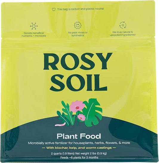 Plant Food - Microbially Active Fertilizer for Houseplants, Herbs, Flowers – Enriched with Biochar, Kelp, and Worm Castings – Organic Food for Healthy Growth – 2 Quarts