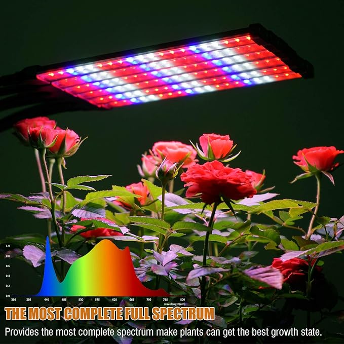 Grow Lights for Indoor Plants Full Spectrum with Stand and Timer, (Red+Blue+White) 5 Heads LED Plant Lights for Indoor Growing, Standing Floor House Plant Lamp for Seed Starting.
