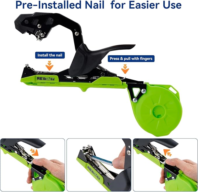 Upgraded Plant Tying Machine, Lightweight Plant Type Gun with 20 Rolls Tapes, 20000Pcs Staples to Tie Up Vine, Plant Tying Tool with SK5 Blade Replacement for Tomato, Cucumber, Grape (Green)