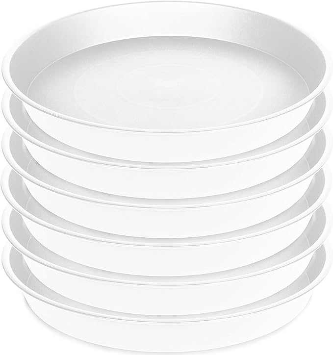 6 Pack of 8 inch Plant Saucer, Heavy Duty Plastic Plant Drip Trays 8" Round, Plant Dishes Saucer, Flower Plant Water Trays for Indoors, Plate for Planter 7-9" (8 inch, Creamy White)