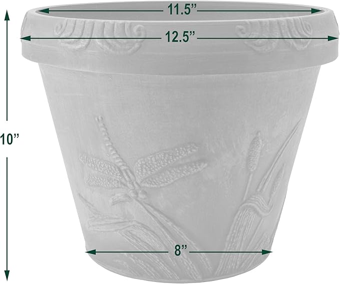 PSW Pot Collection Dragonfly Planter Pot for Indoor and Outdoor Plants and Gardens, 12.5' by 10, Terra Cotta Color