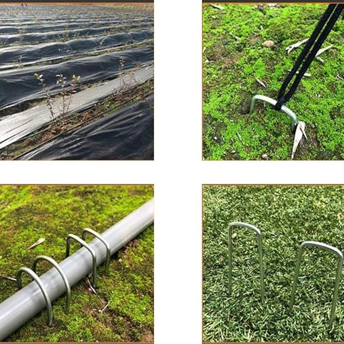 AAGUT 12 Inch 8 Gauge Landscape Staples 40 Pack Galvanized Garden Stakes Heavy Duty Sod Pins Fence Ground Stakes for Weed Barrier Fabric Ground Cover Dripper Irrigation Tubing Soaker