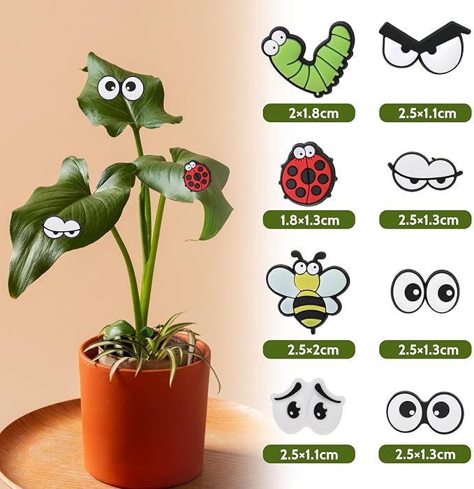 8Pcs Funny Plant Magnets Eyes Cute Soft Glue Plant Magnets Pin Charms Unique Magnetic Eyes Decoration Personality Plants Eye Accessories for Office Indoor Outdoor DIY Potted Plants Women Men Lover