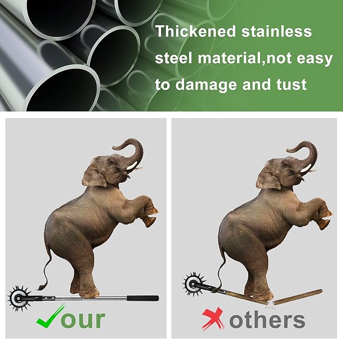 Wheel Rotary Edger, Rotary Shear, Sidewalk Manual Lawn Edger, Strong 3 Sections Stainless Steel Handle with Cushion Grip, 58.3-Inch