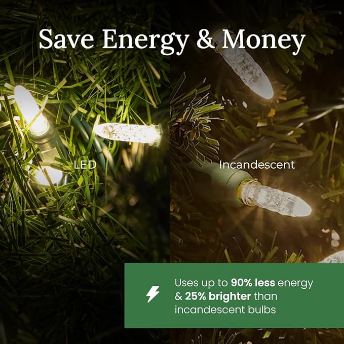 Pro Christmas M5 LED Holiday Lights - 100 Bulbs, 33.3ft - Professional Grade Indoor Outdoor Diamond Cut Sparkle Light Strings for Home Decorations and Christmas Trees - Blue