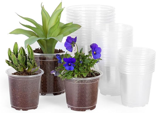 JERIA 30 Pack 5/4/3.5 Inch Clear Nursery Pots with Drainage Holes, Clear Plant Pot for Planting, Transparent Plastic Plant Pots,Durable Seed Starting Pot for Succulents