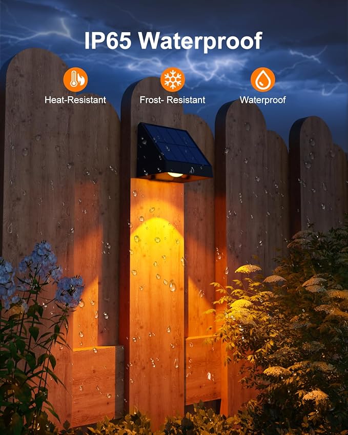 12 Pack Color Changing Solar Powered Fence Lights Outdoor Decorative LED Waterproof Yard Lighting for Outside Wall, Deck, House Patio, Rail, Stair, Backyard, 8 Colorful Modes, Easy 1-Min Installation