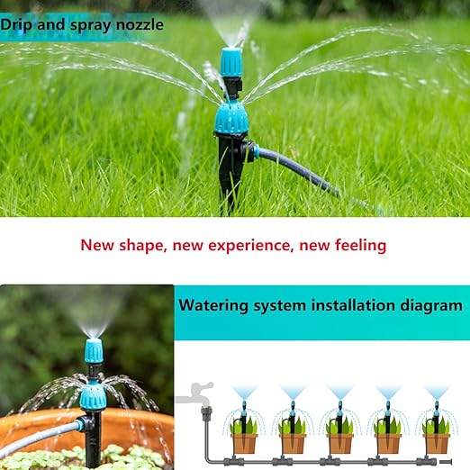 URANT15Pack 2 in 1 Drip Irrigation Transmitter and Atomizing Nozzle for 1/4 Inch Drip Irrigation Pipe, Adjustable 360 Degree Flow Irrigation Dropper for Garden Irrigation Systems