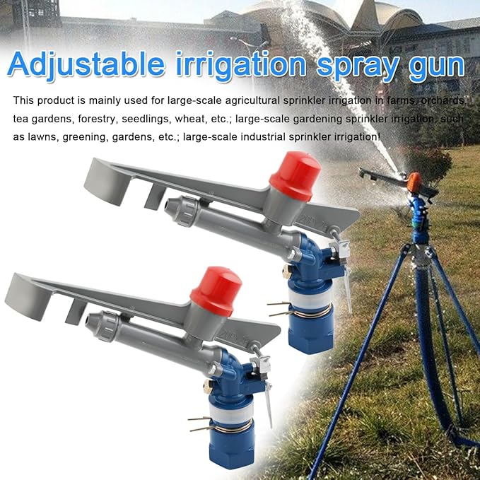 1.0" Agriculture Farm Irrigation Sprinkler Lawn Sprinkler Irrigation Spray Gun Large-Area Watering Spray 360° Rotary Farm Lawn Garden Irrigation, Pack of 2
