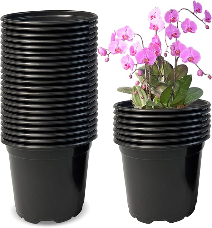 RAOOKIF 50 Pack 1 Gallon Nursery Pots with Drainage Holes, 7 Inch Nursery Pot for Plants, Seed Starting Pots for Flower Seedling, Cuttings, Transplanting (1gal,50pcs)